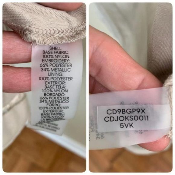 Calvin Klein Womens Sequined Cowl Back Cocktail Dress CD9BGP9X Size 4 Gray Beige - Picture 9 of 12